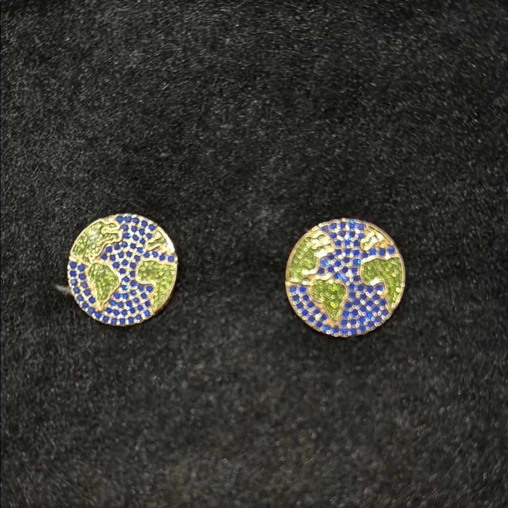 Gold and Blue Earth Stud Earrings